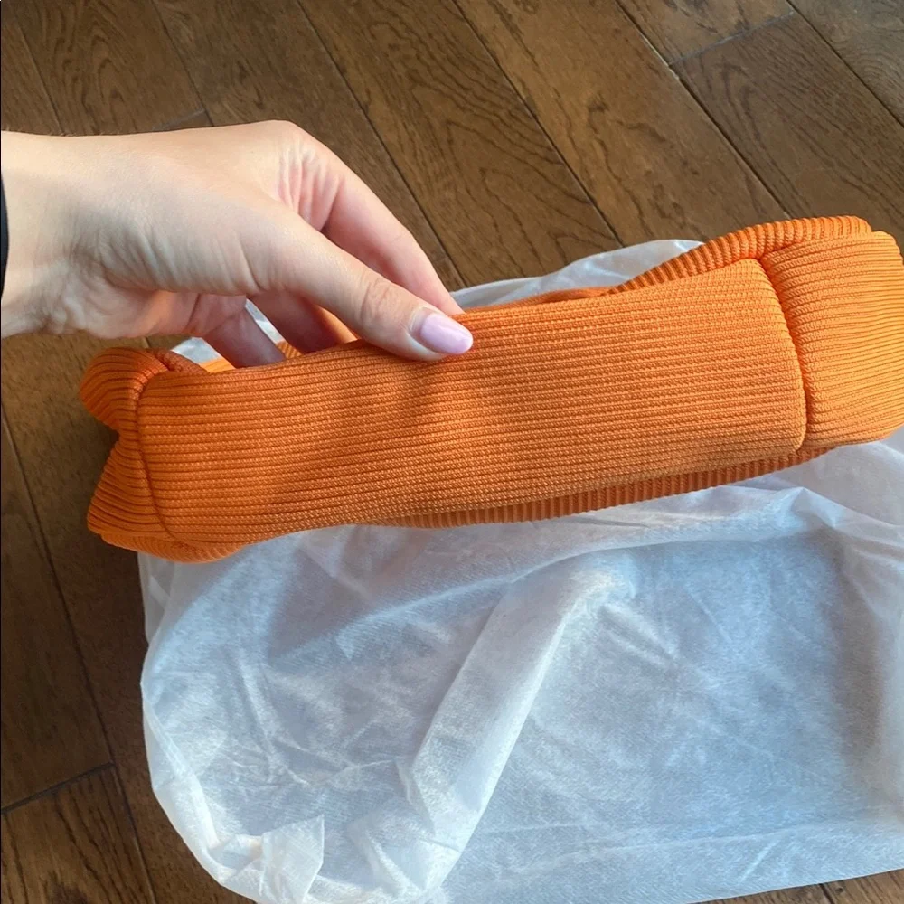 Vibrant Orange Textured Shoulder Bag - Picture 6 of 10